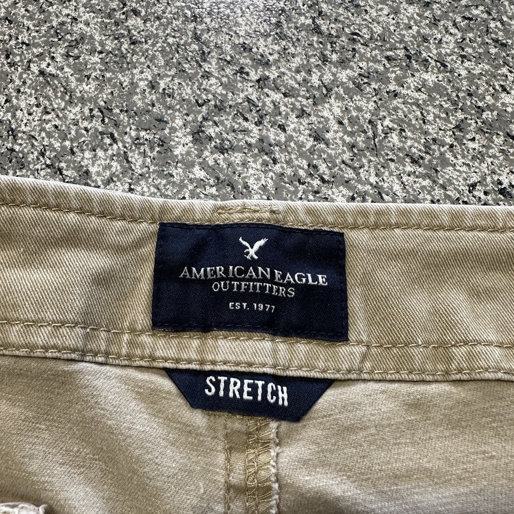 American Eagle Shorts Womens 0 28x3 Midi Chino Khaki Tan Cuffed Stretch AE - Picture 2 of 6
